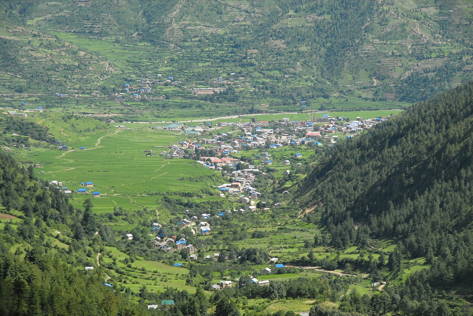 View across the Jumla valley toward the town, taken from the Chauriyachaur side