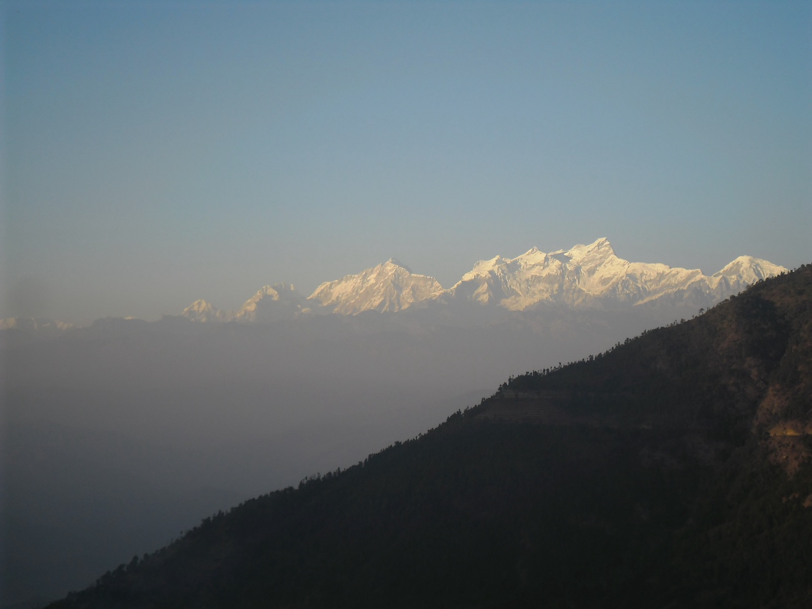 Snow-capped Himalayan peaks seen from the hills of Chhayachhetra in Salyan district